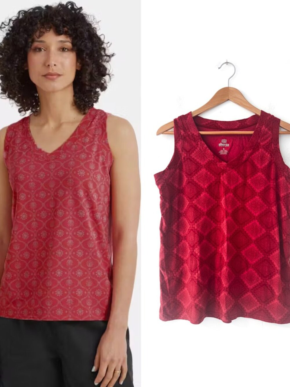 Sherpa Adventure Gear Top‎ Neha V-Neck Tank Organic Cotton Gorpcore Small